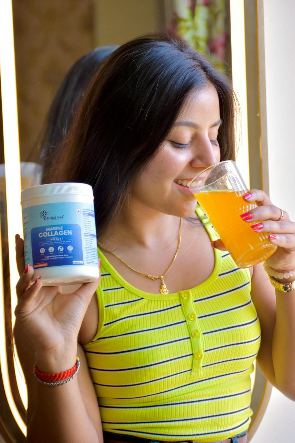 Herbalmax Marine Collagen With Hyaluronic Acid, Vitamin C & E, Biotin - for Youthful Skin (240 gm)