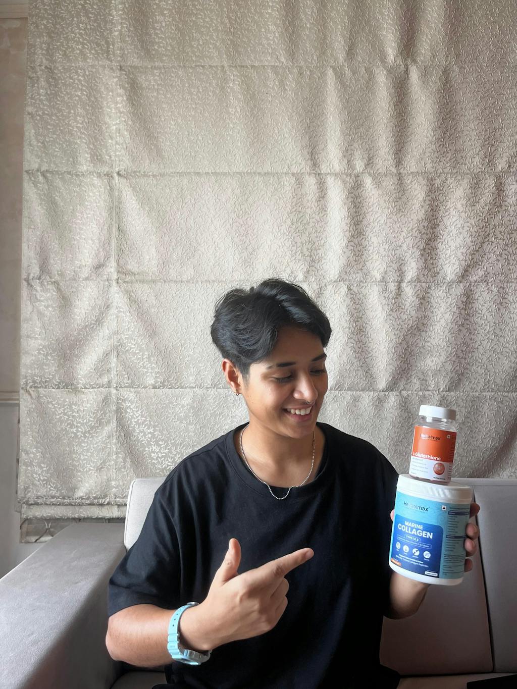 L - Glutathione with vitamin C & Marine Collagen for Skin Brightening & Even Skin Tone