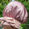 100% Mulberry Silk bonnet with stretchy ties & matching scrunchie set for hair