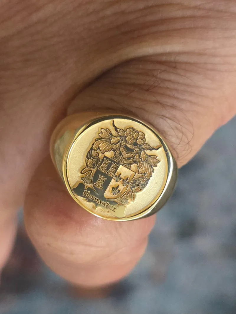 Real customer photo of their Heritage Ring signet