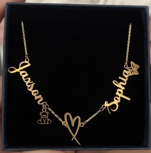 Double Name with Heart Necklace
