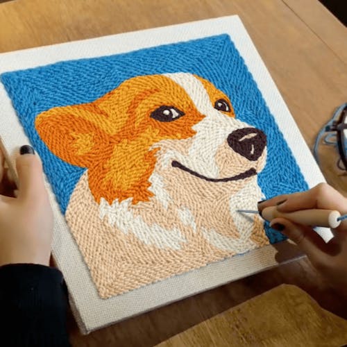 Happy Corgi Punch Needle Kit