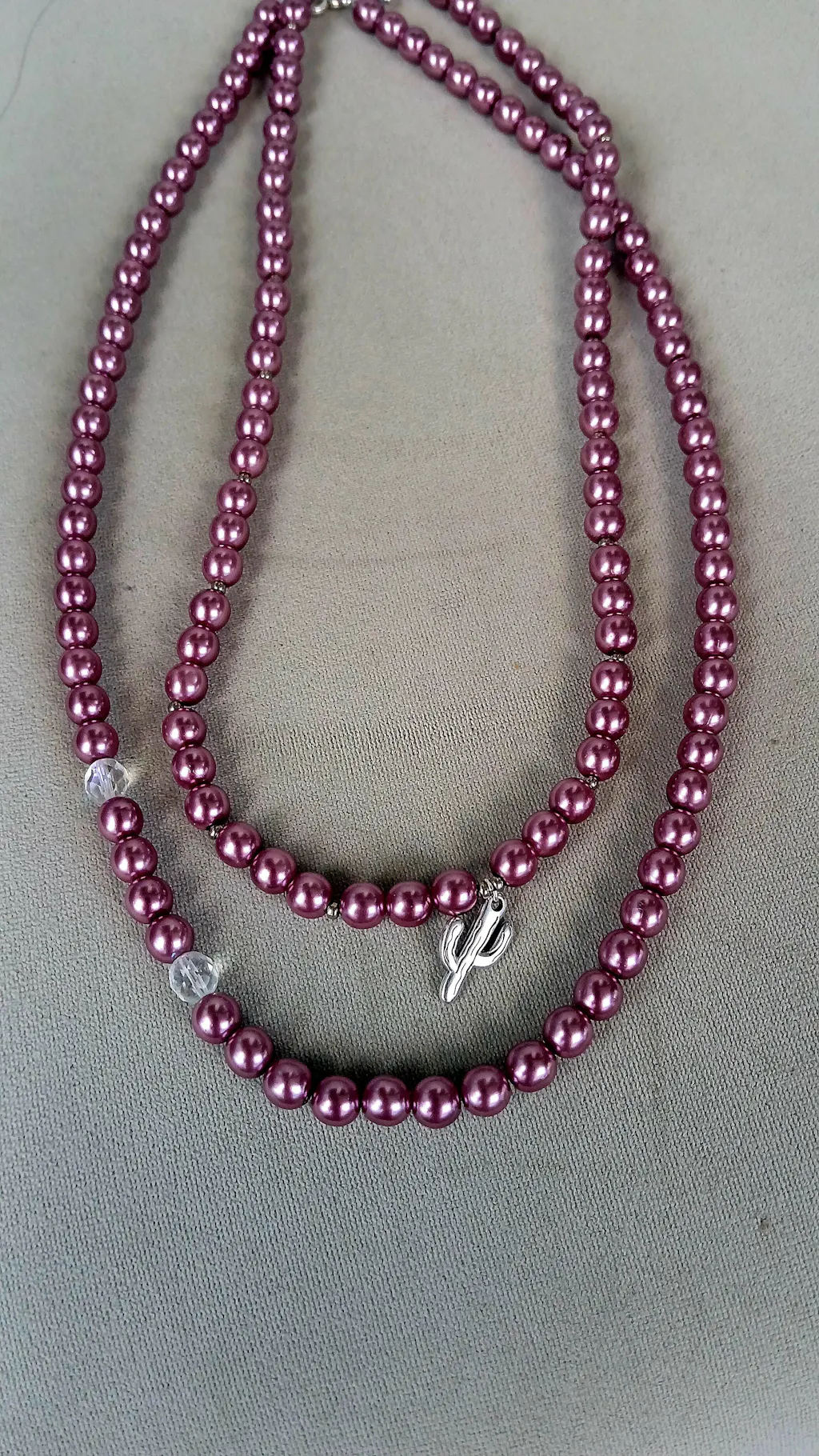 Tjeckiska vaxade glaspärlor - Fuchsia 8mm, 1 sträng