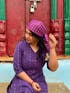 Rubber Print Purple Dhatu Scarf - Artisan-Made Himachal Pradesh Head Wrap