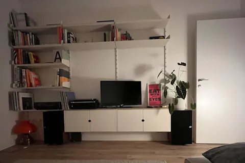 Linnea - Modulo Contenitore Appeso con Ante, Larghezza 90 cm - Bianco Conchiglia