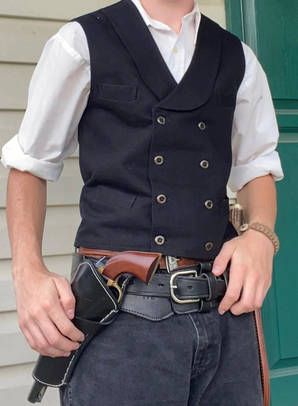Canvas Double Breasted Vest - Black – Historical Emporium