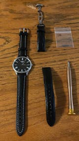 Hirsch Buffalo Black Vegetable-Tan Leather Watch Band Strap | Holben's