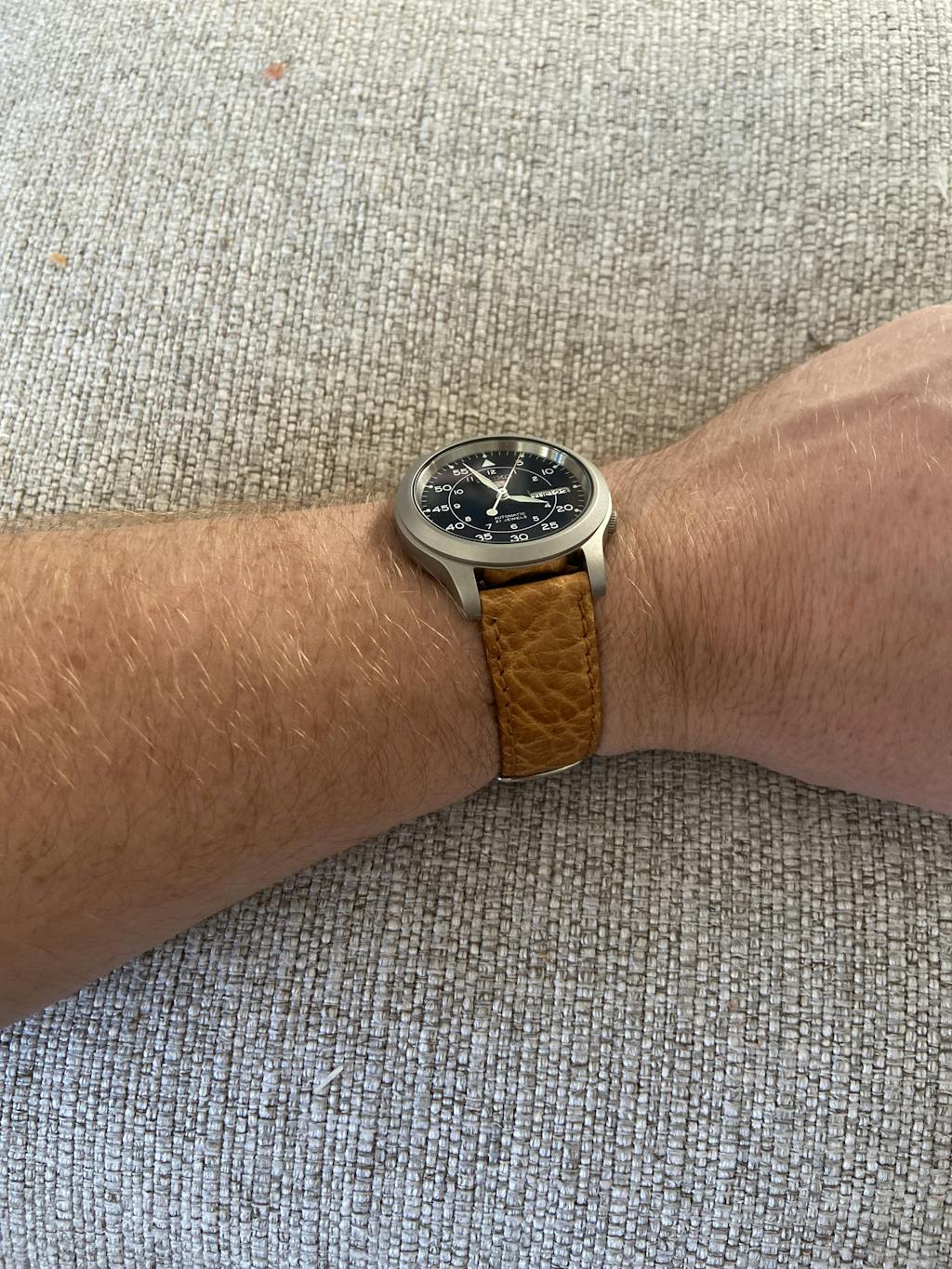 Fluco Record Brown Buffalo Grain Leather Watch Band Strap Holben's