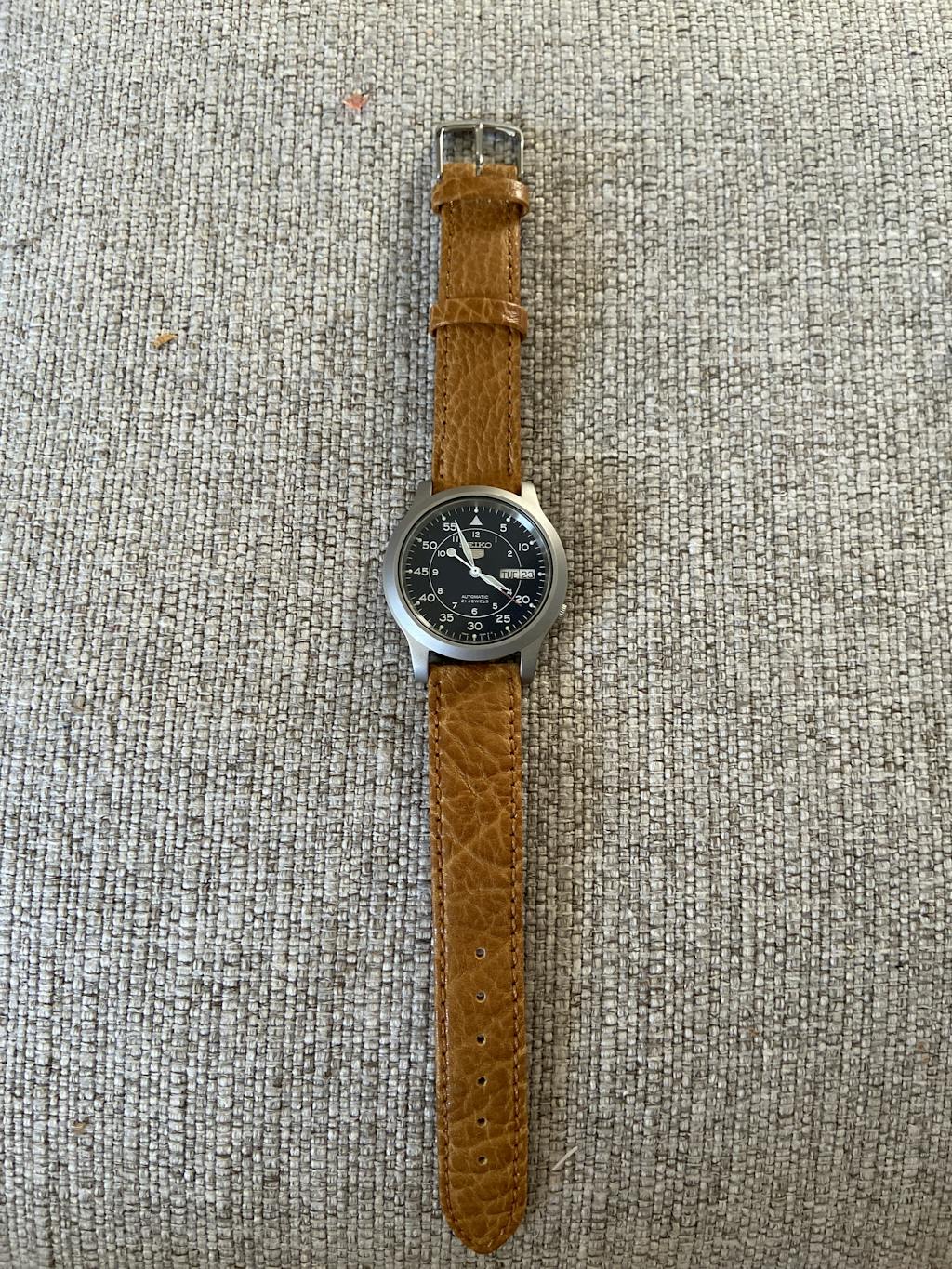 Fluco Record Brown Buffalo Grain Leather Watch Band Strap Holben's