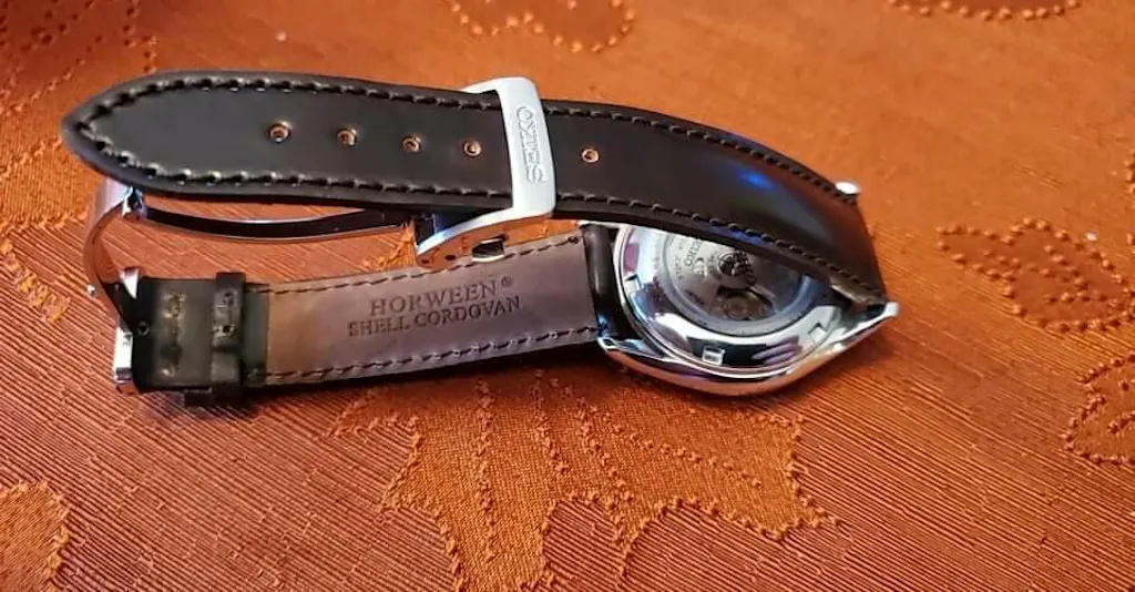 Fluco Black Horween Shell Cordovan Leather Watch Band Strap