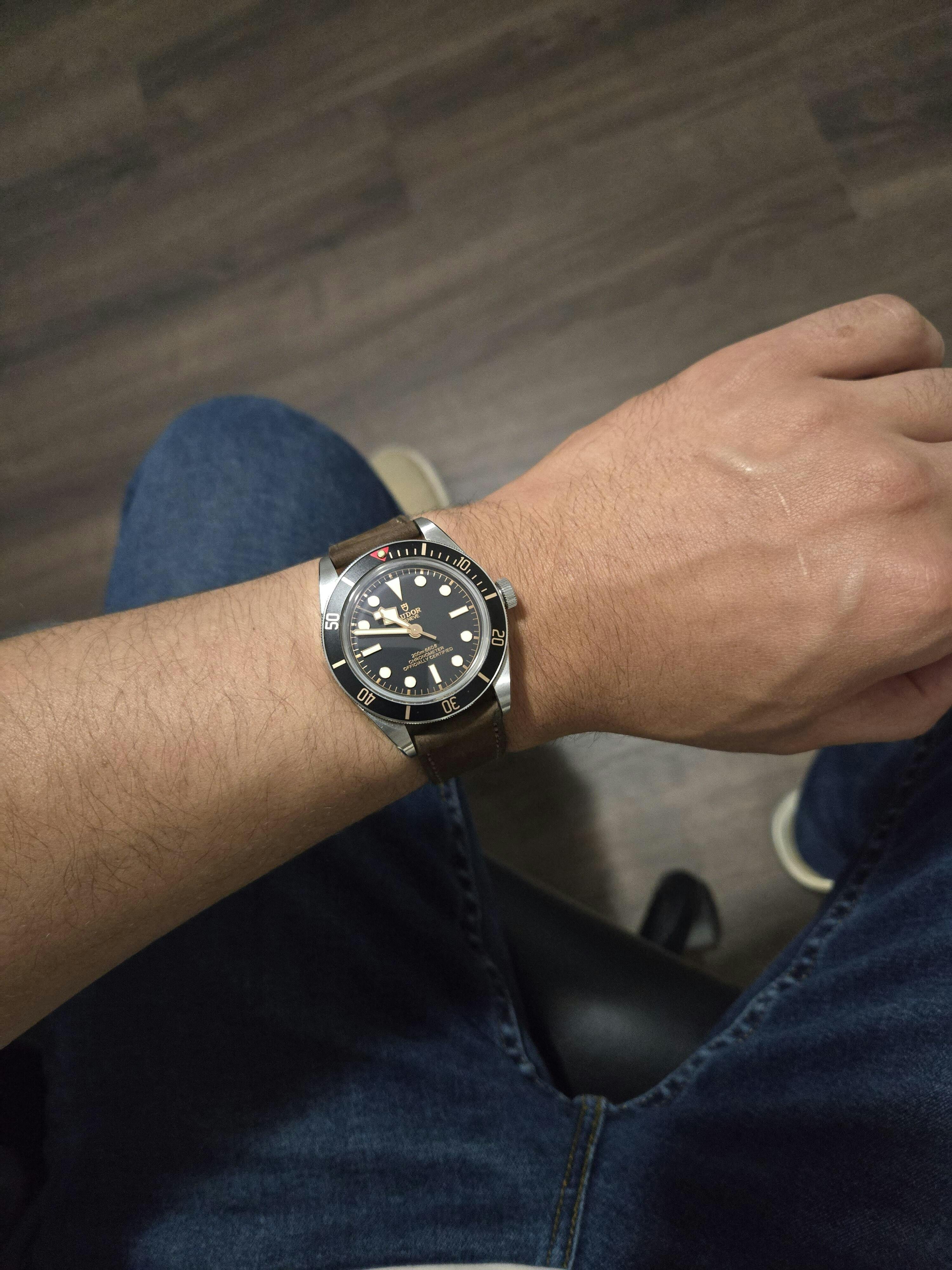 Fluco Mountain Bear Black Nubuck Leather Watch Band Strap