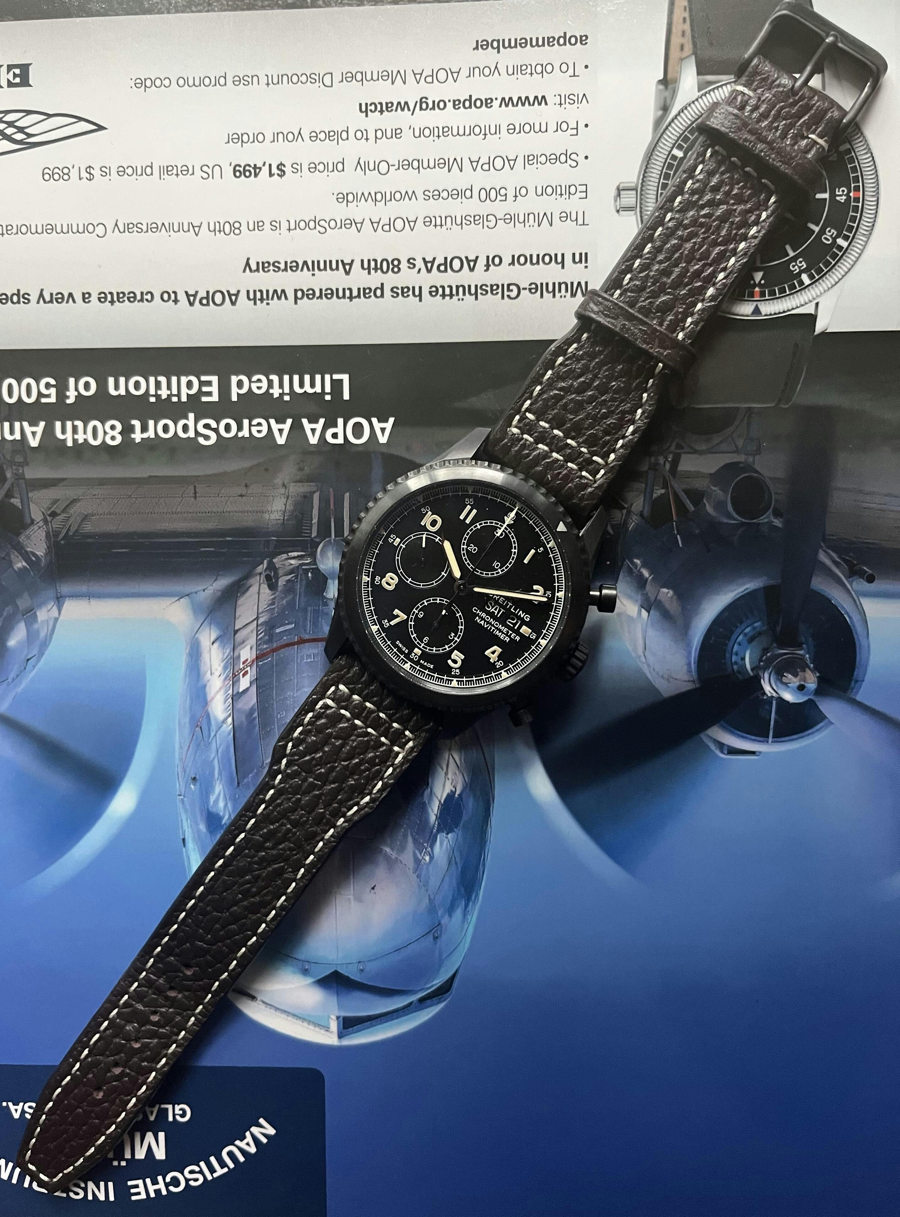 RIOS1931 Typhoon Black Buffalo Leather Watch Band Strap