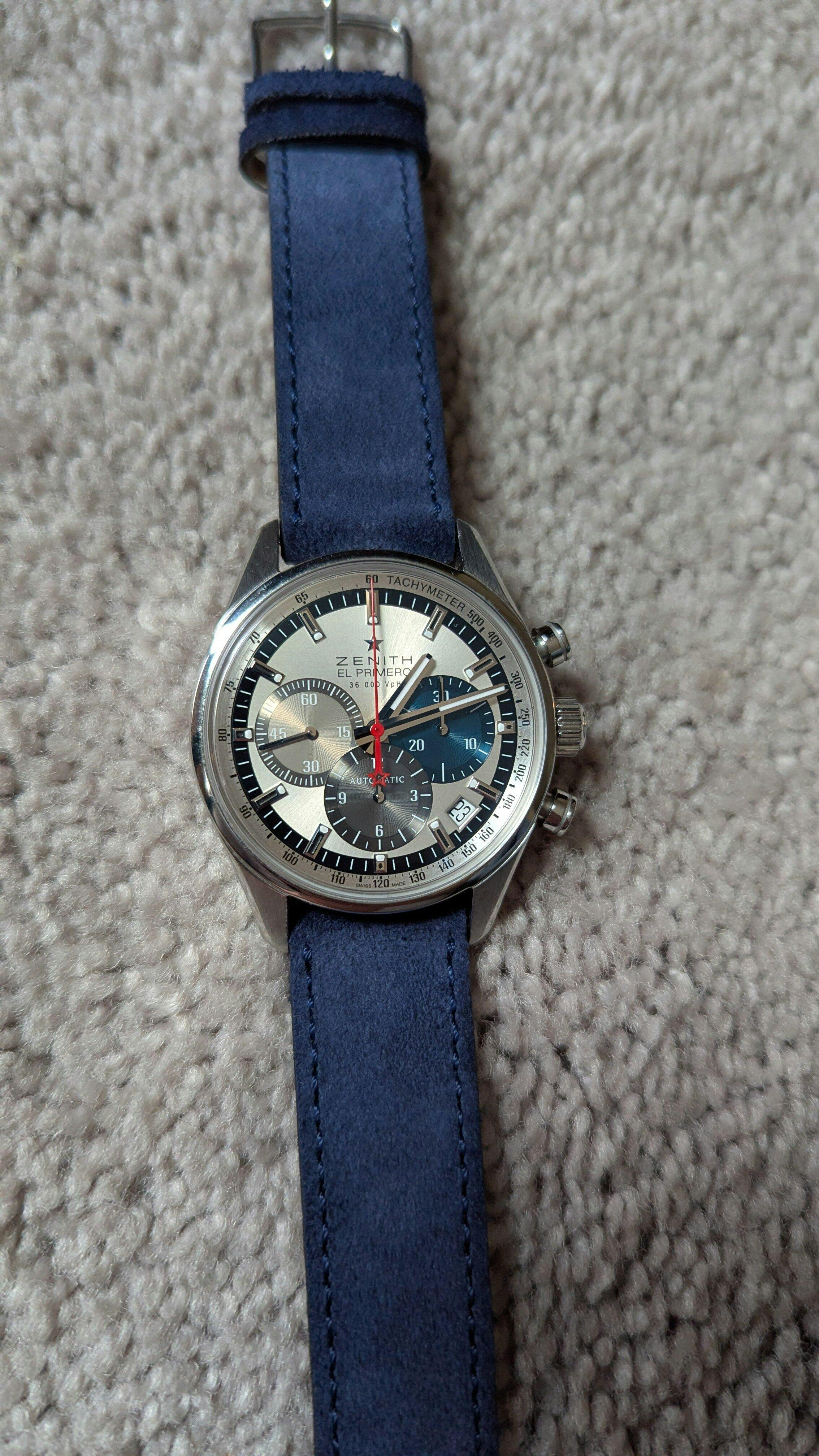 セルライティ Fluco Nizza Light Grey Suede Leather Watch Band Strap