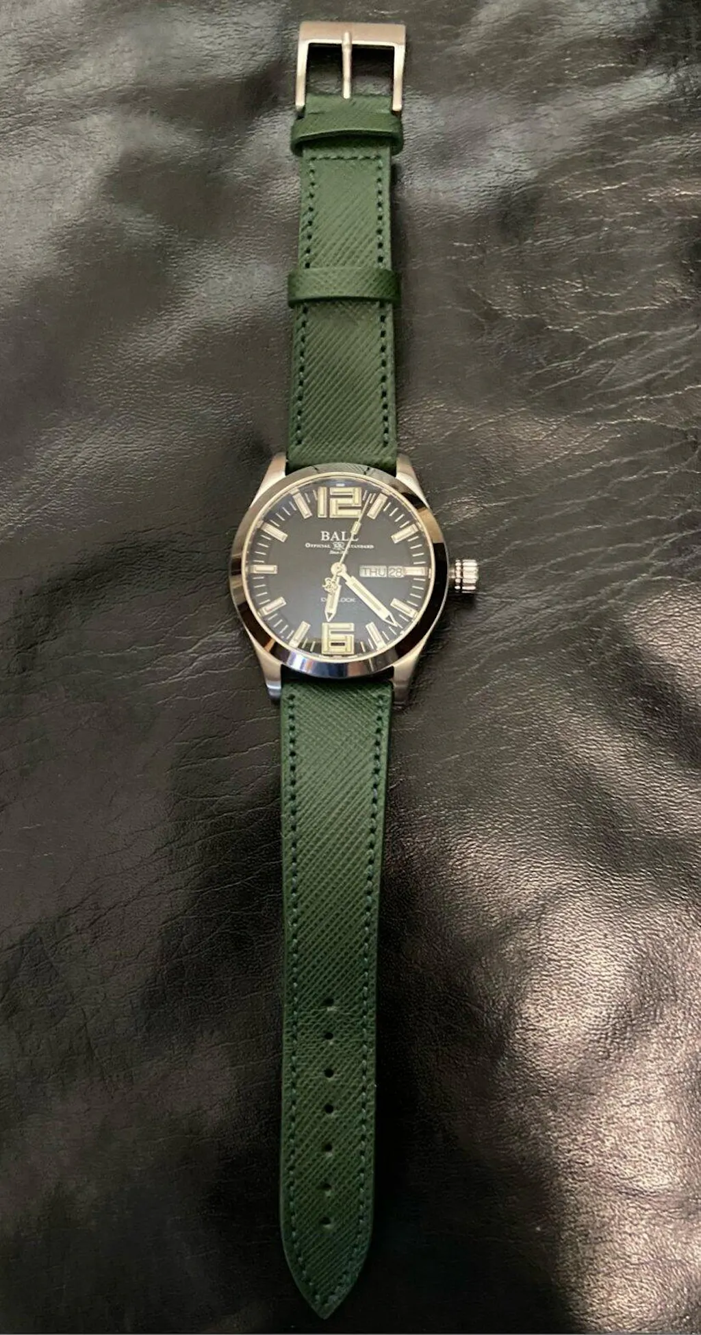 Molequin Midnight Black Saffiano Leather Watch Band Strap