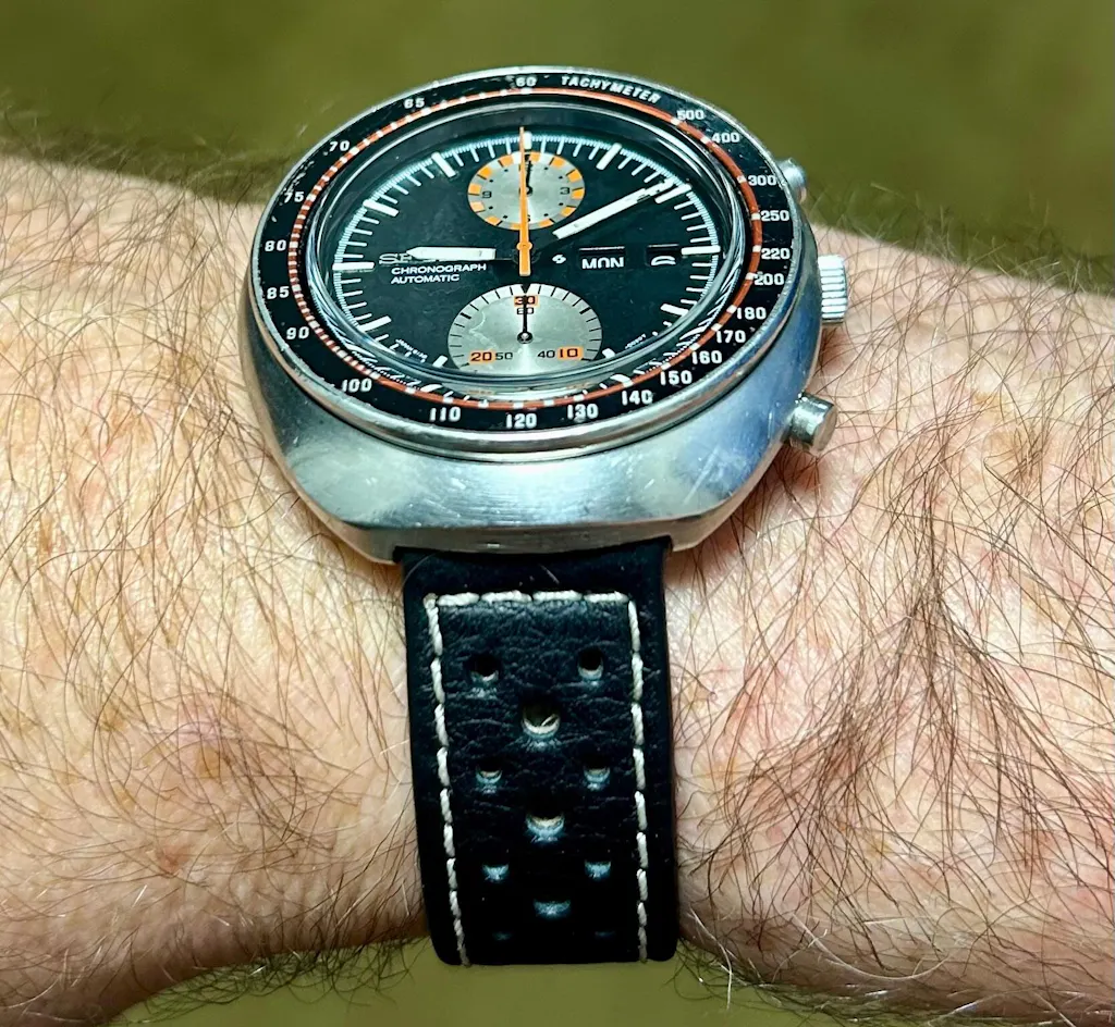 Di-Modell Rallye Black Red-Stitch Leather Watch Band Strap