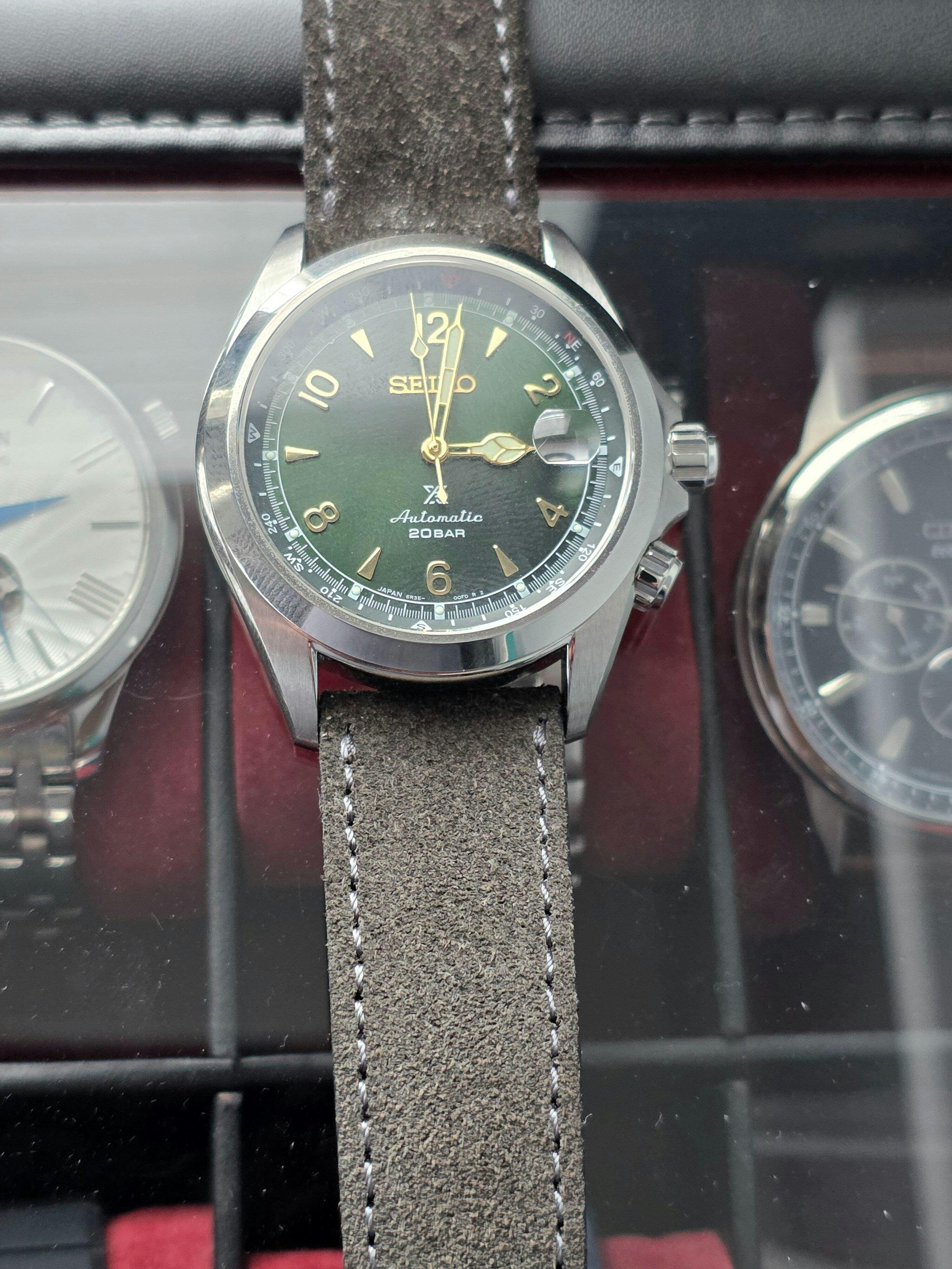 Fluco Nizza Moss Suede Leather Quick-Release Watch Strap