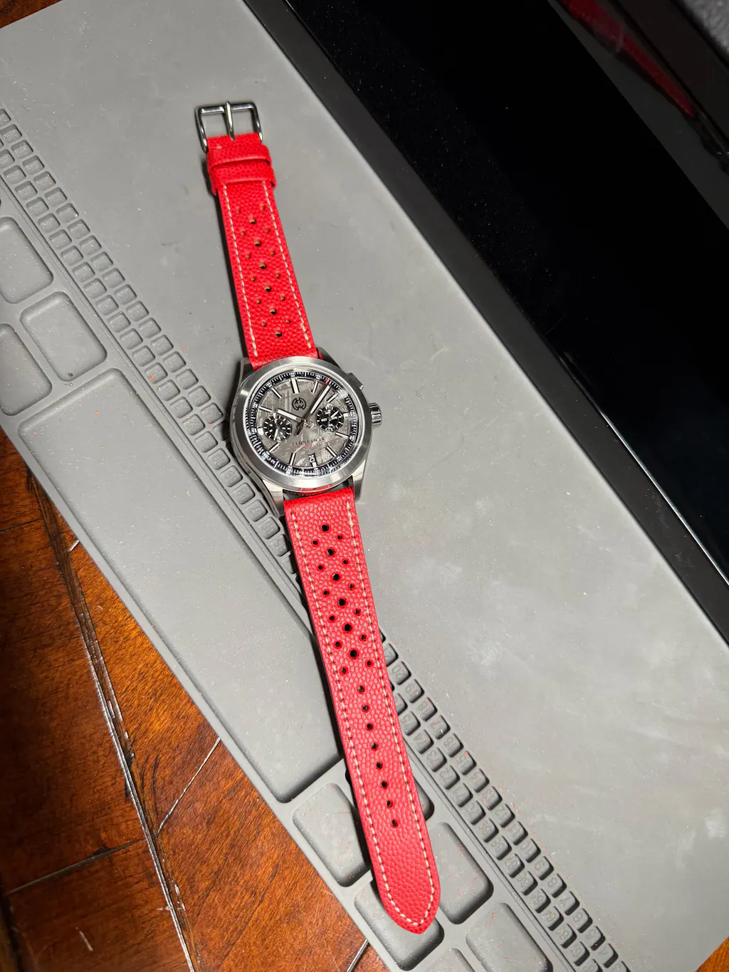 Fluco Biarritz Racing Black Soft Goatskin Leather Watch Strap