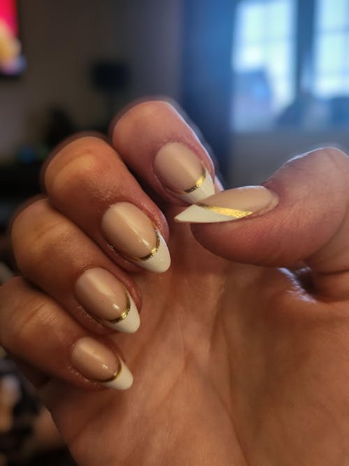Gold Trim French Mani - Soft Gel Press Ons