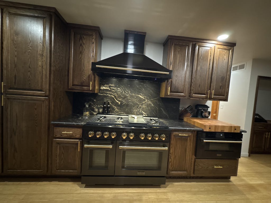 ZLINE Autograph Edition 48-Inch Paramount Gas Range with 8 Gas Burners and 6.7 cu. ft. Double Gas Oven in Black Stainless Steel and Champagne Bronze Accents (SGRBZ-48-CB)