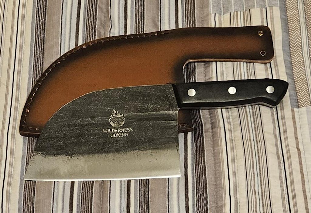 Old Style Cleaver Knife with BeltLoop ecoLeather Sheath Home&Wild