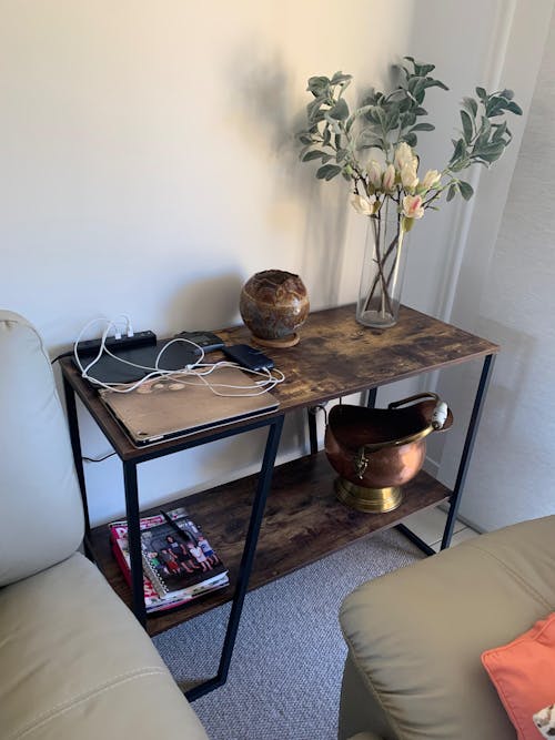 Modern Industrial Style Open Shelf Console Table Metal Display Shelf 106cm