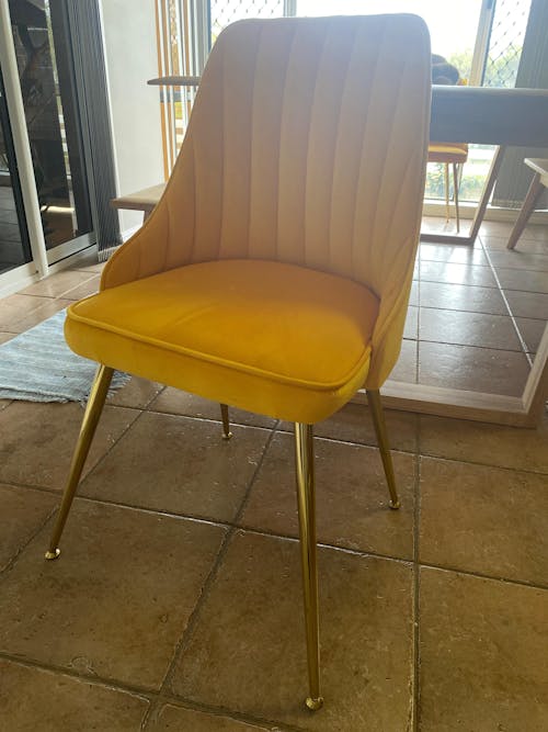 Set of 2 Retro Dining Chairs - Velvet Yellow