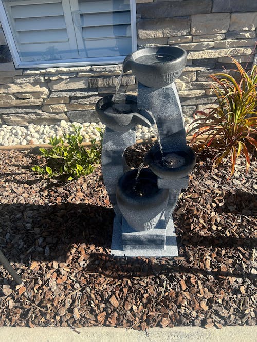 3-Tier Cascading Bowl Solar Water Fountain - Grey