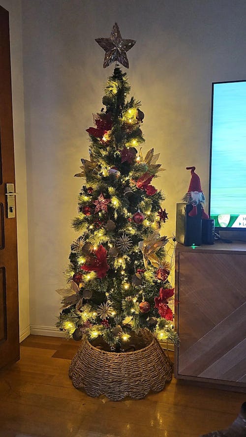 6FT Slim LED Prelit Pine-Blend Christmas Tree - 556 Tips