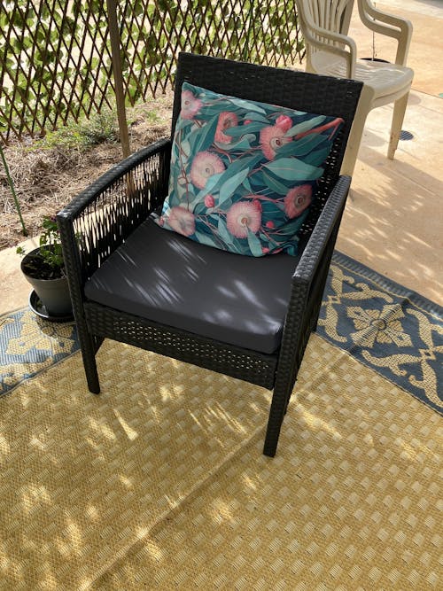 Set of 2 Harp Style Wicker Outdoor Dining Chairs - Black
