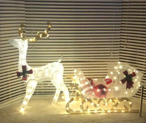 120cm Reindeer & Sleigh 3D Christmas Motif Light