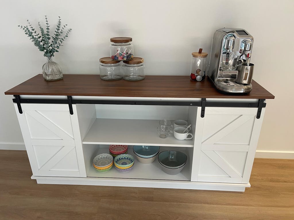 Rustic Barn Door Sideboard Cabinet 150cm - White
