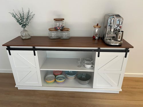 Rustic Barn Door Sideboard Cabinet 150cm - White