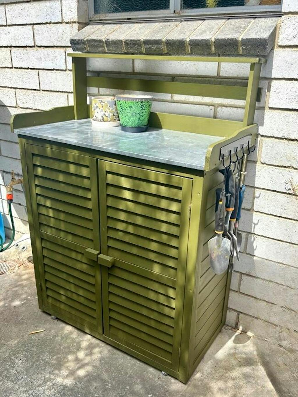 Outdoor Garden Storage Cabinet with Potting Bench Worktable