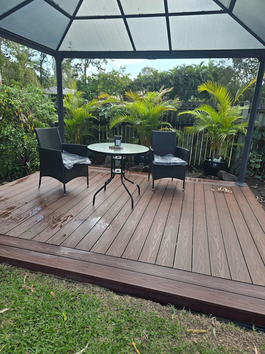 3 Piece Wicker Outdoor Bistro Set - Black