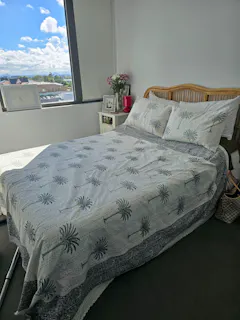 Grey Palm Tree Bedcover Handmade