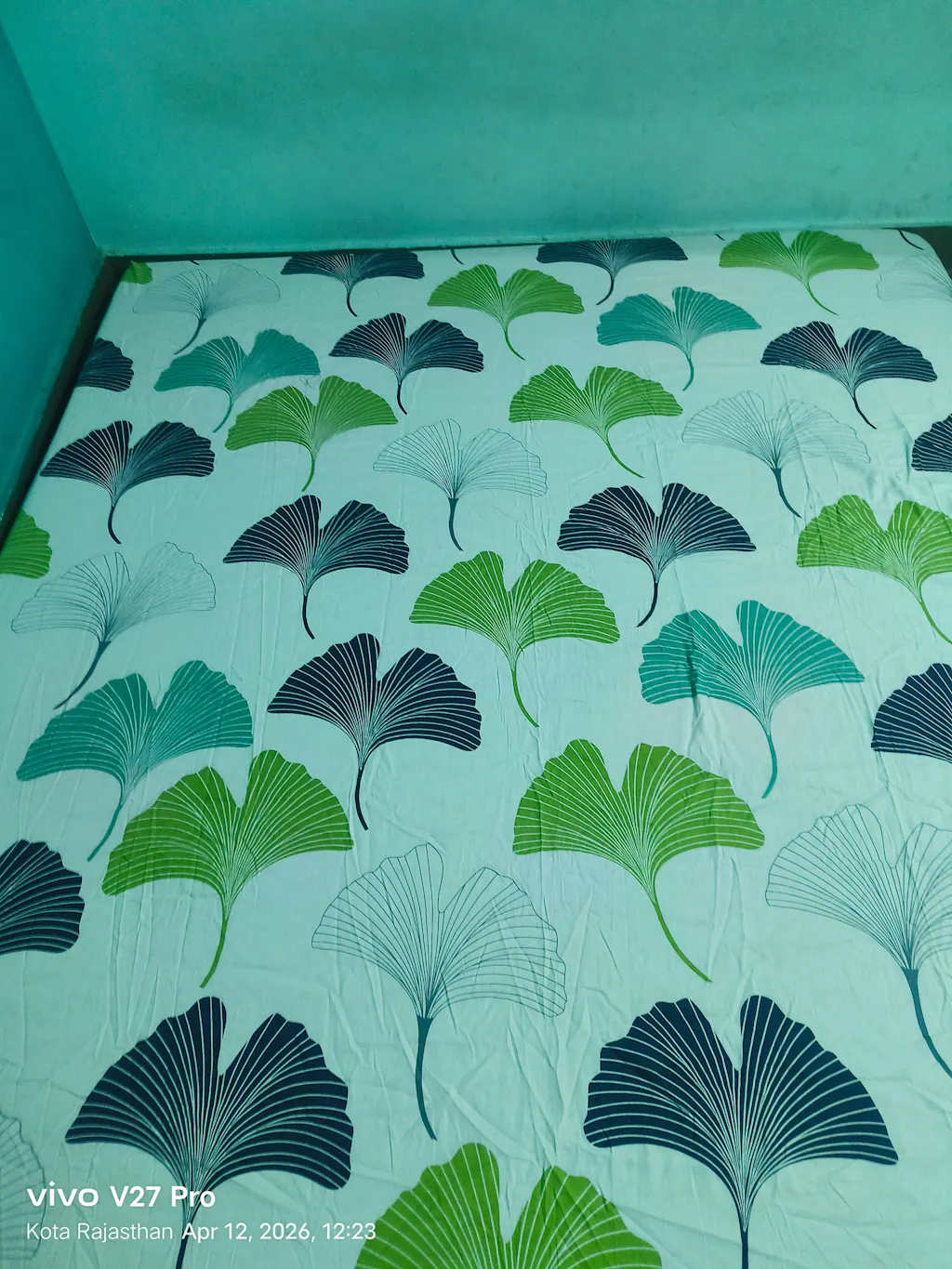 Imprimer Ginkyo - Floral Printed Fitted Bedsheet (Blue & Green)