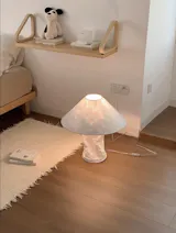 Akari-style Crinkle Paper Table Lamp & Floor Lamp Set