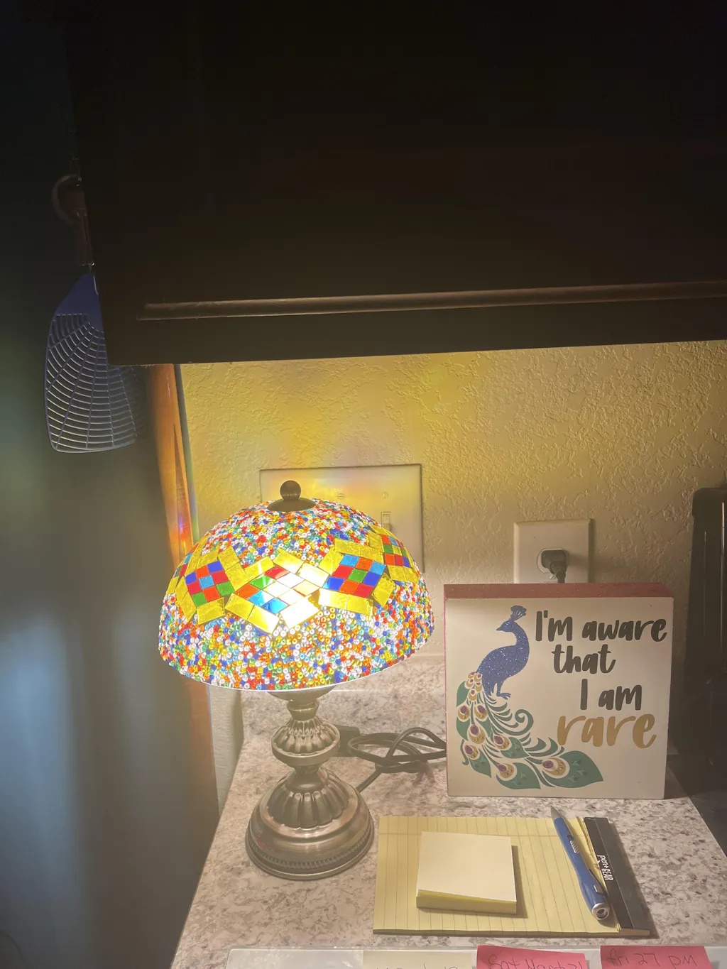 Mushroom Floral Mosaic 12.6" Table Lamp