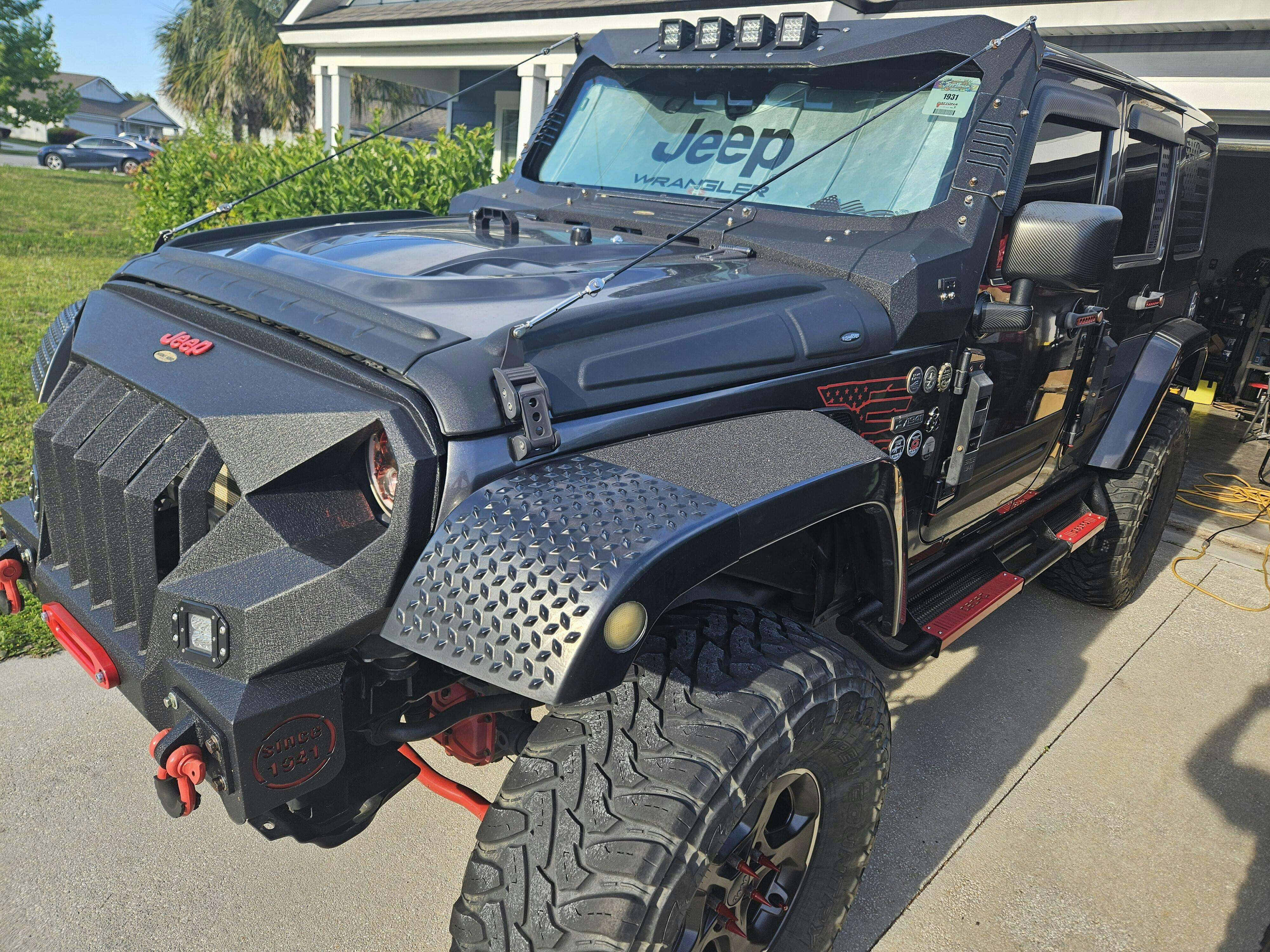 HookeRoad Jeep JL Mad Max Front Bumper Grill W/Wings & LED Lights For ...