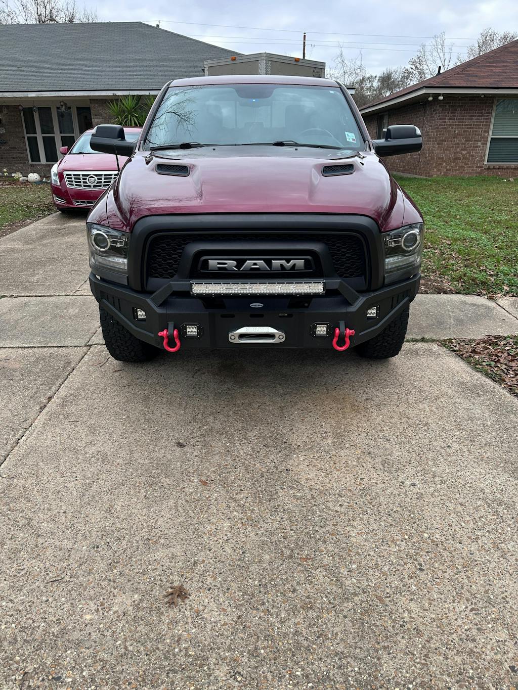Aftermarket Full Width Front Bumper w/ Winch Plate & LED Spotlights For 2015-2018 Ram 1500 Rebel - HookeRoad