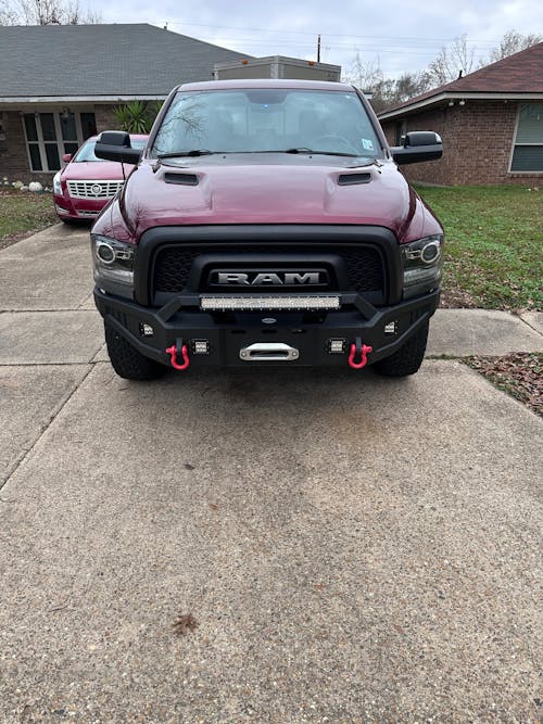 Aftermarket Full Width Front Bumper w/ Winch Plate & LED Spotlights For 2015-2018 Ram 1500 Rebel - HookeRoad