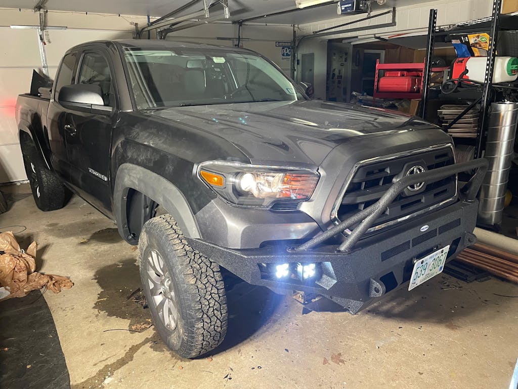 Full Width Front Bumper w/ Winch Plate & LED Spot Lights For 2016-2023 Toyota Tacoma - Hooke Road