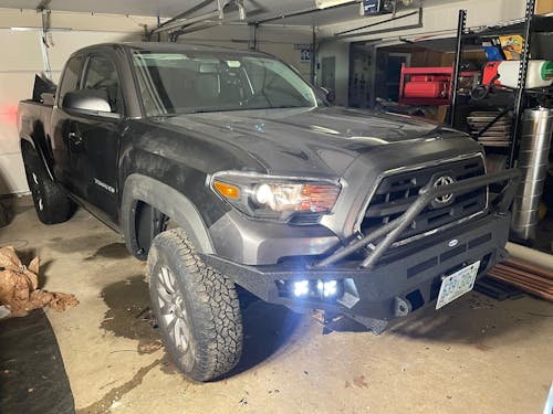 Full Width Front Bumper w/ Winch Plate & LED Spot Lights For 2016-2023 Toyota Tacoma - Hooke Road