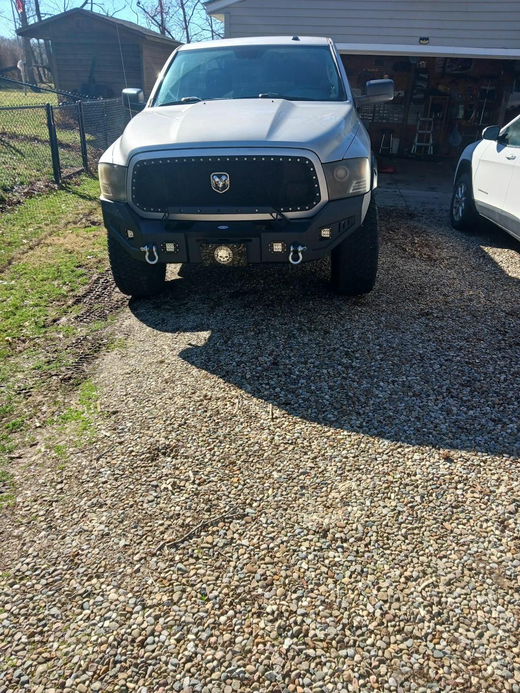 Offroad Aftermarket Front Bumper w/ Winch Plate & LED Spotlights For 2013-2018 Dodge Ram 1500 - Hooke Road