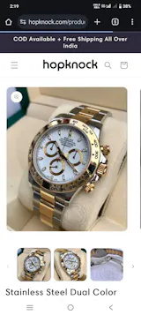 RLX Stainless Steel Dual Color Strap With White Dial Chronograph Watch For Men