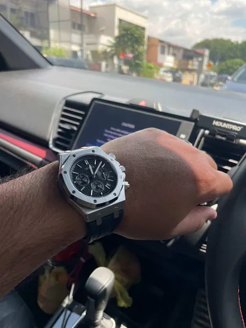 Seiko Mod Royal Oak Black Dial (Rubber Strap)