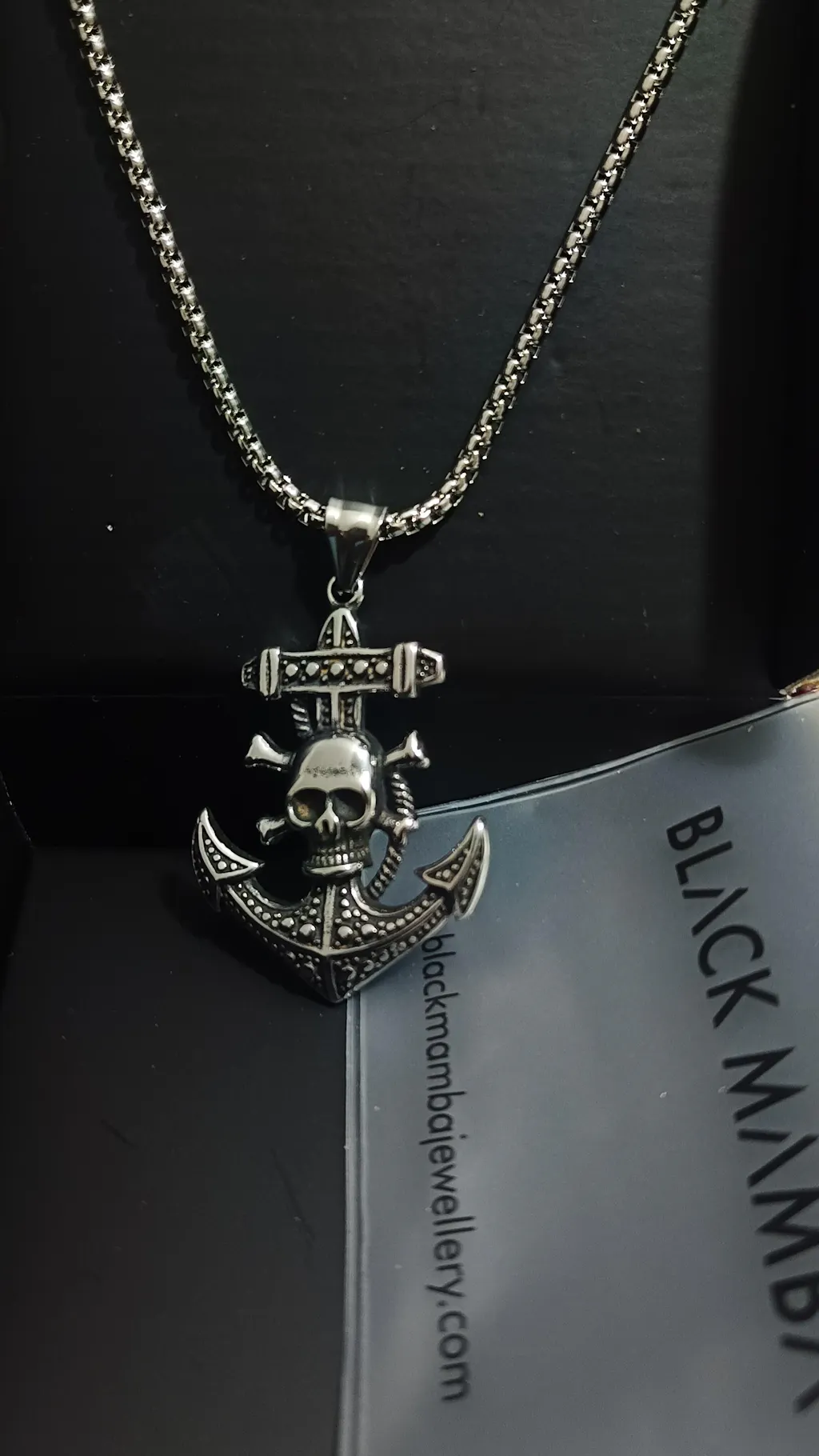 Silver Pirate Anchor pendant with jared chain