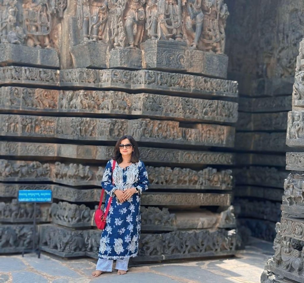 HOC Tamara Mulmul Chikankari Printed Women's Straight Kurta - Navy Blue