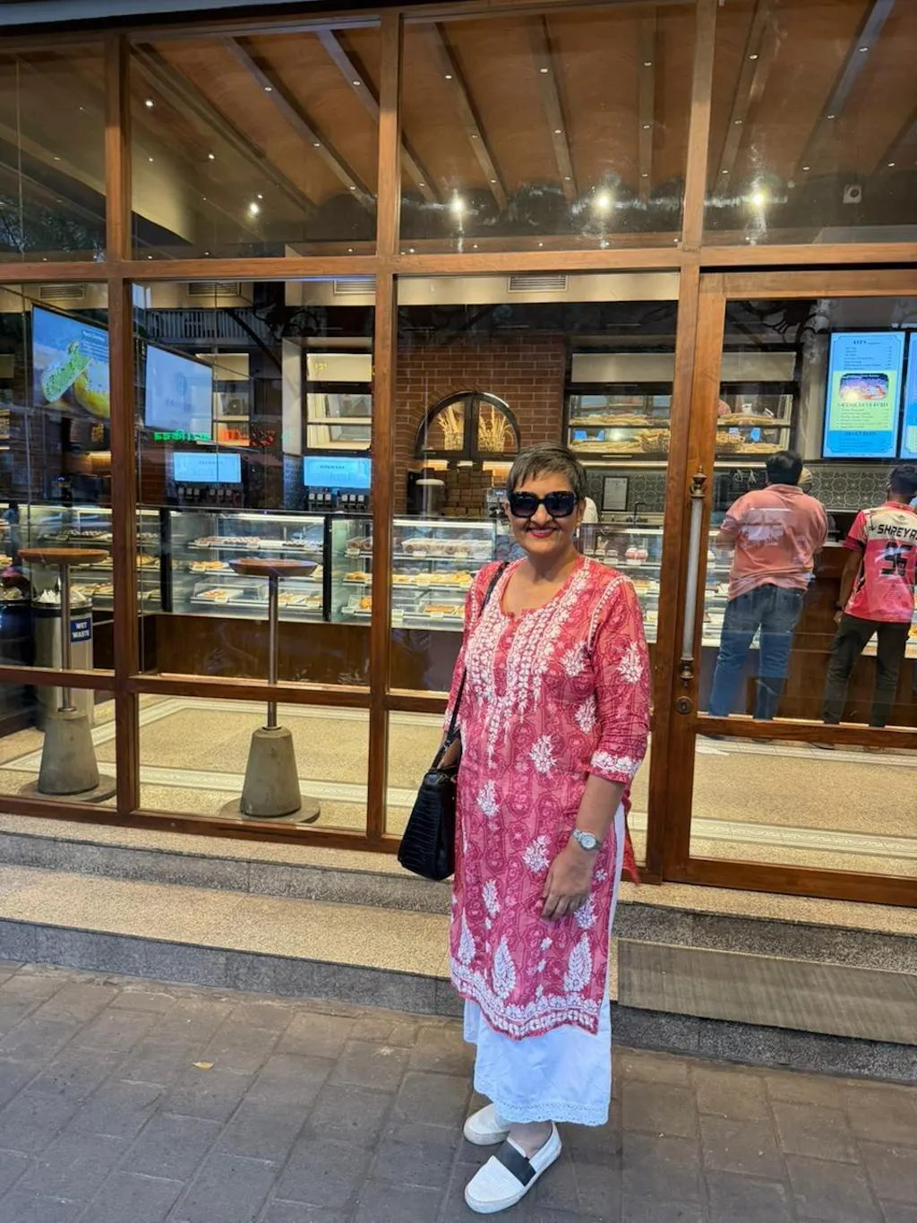 HOC Mulmul Chikankari Printed Women's Long Kurta - Pink