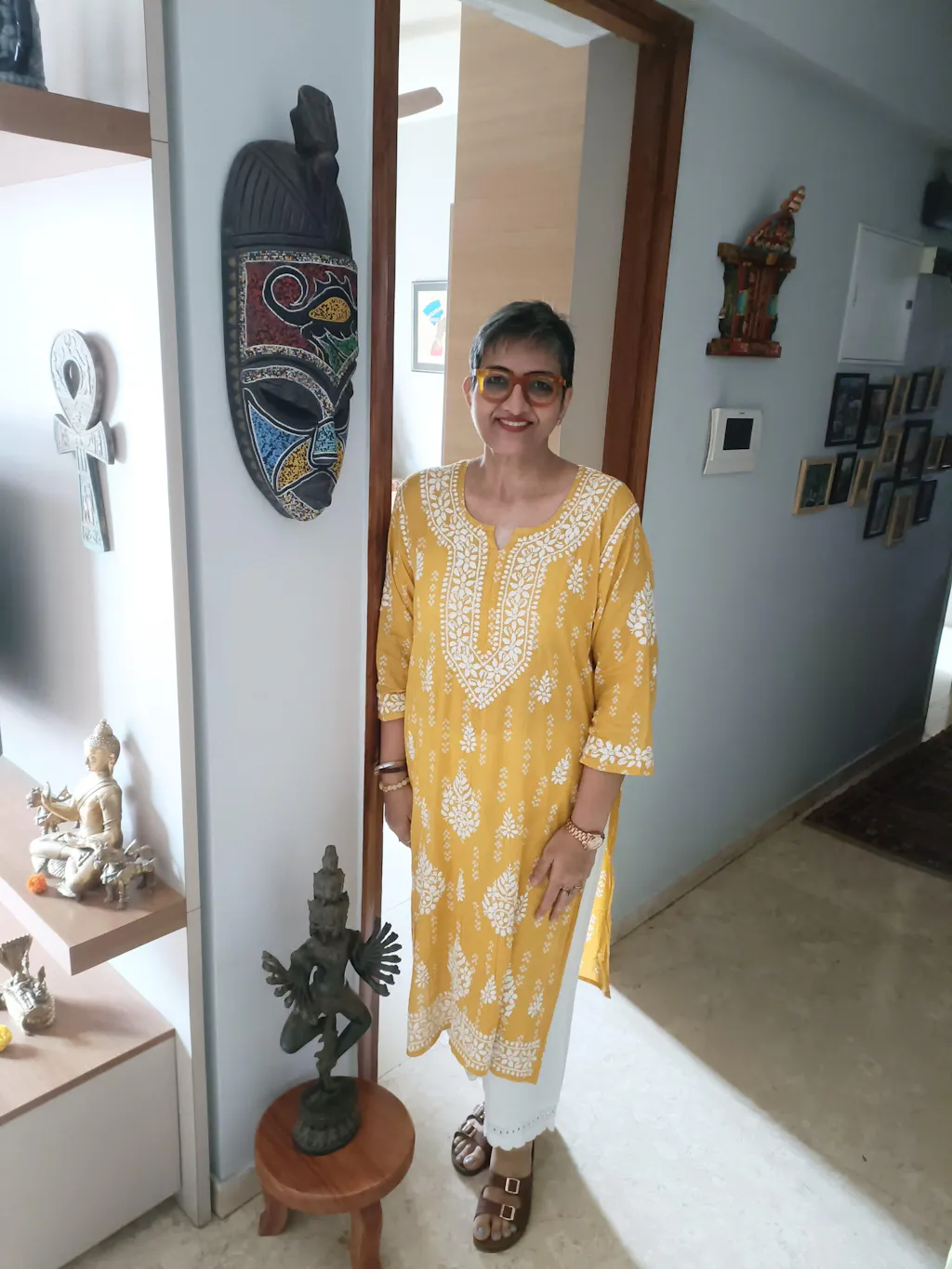 HOC Mira Chikankari Cotton Straight Kurta - Yellow